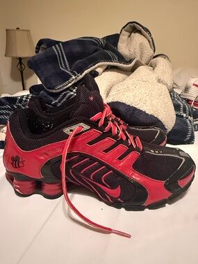 Womens Red and Black Athletic Sneakers - Nike Shox Navina. Nike ID